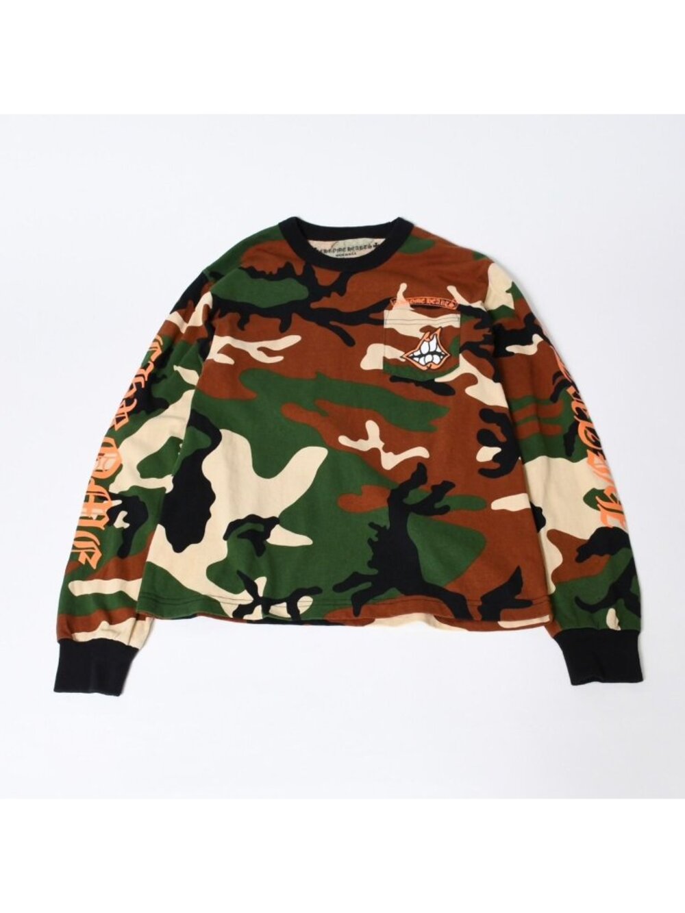 Chrome Hearts Matty Boy Camo Pattern Graphic Crew Neck Long Sleeve T-Shirt S